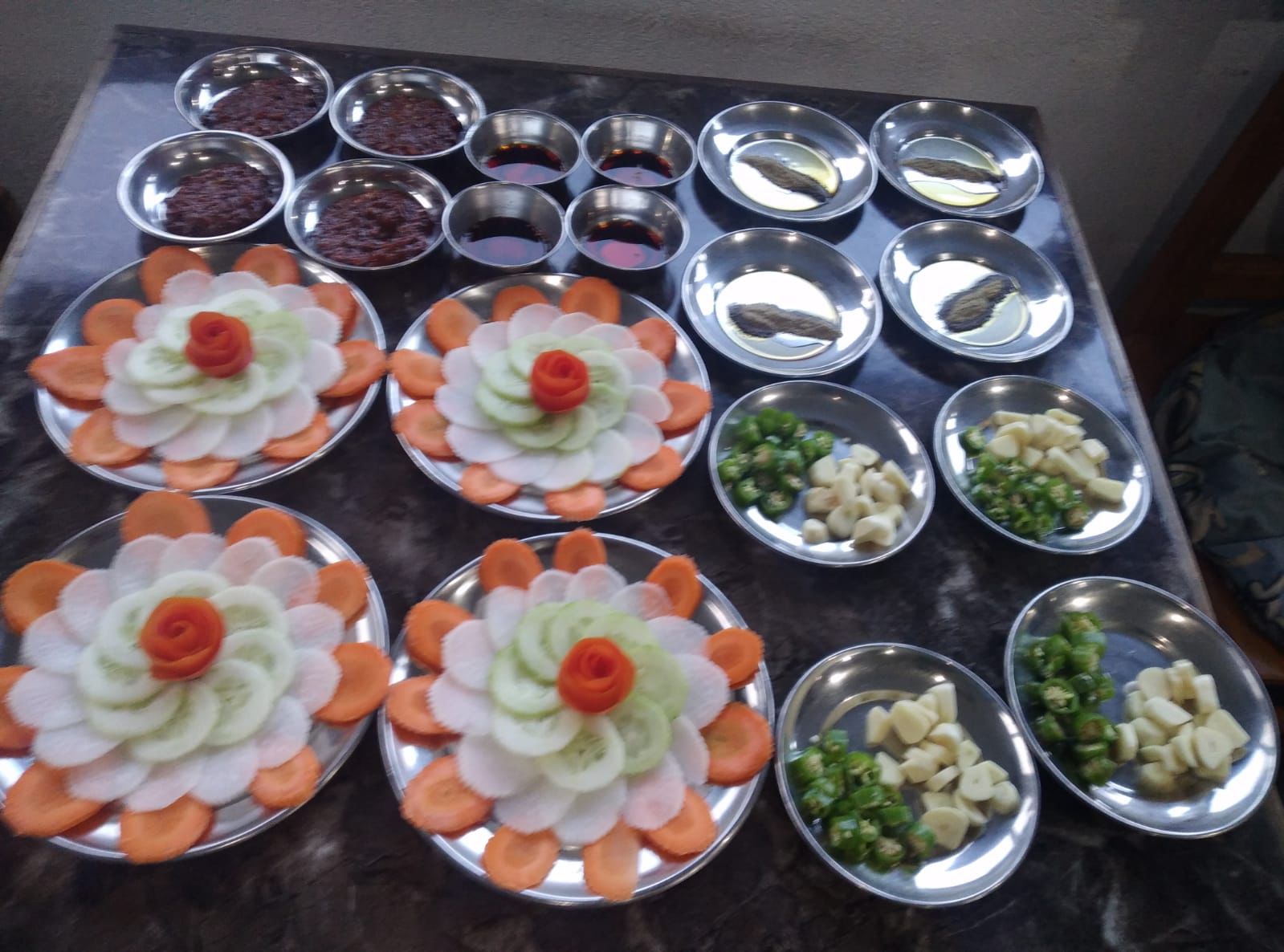 Serving Korean Food on the trek